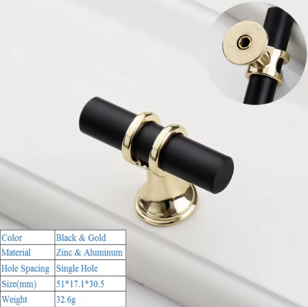 Rio black and Gold Modern Minimalist Cabinet Door Handles